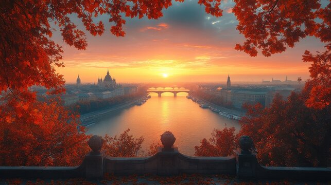 normafa tower look at budapest city autumn landscape