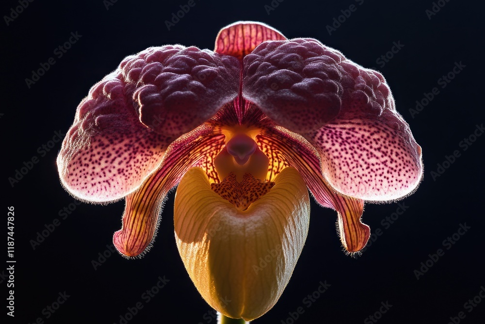 Poster a detailed view of a flower against a dark background, ideal for use in design and photography proje