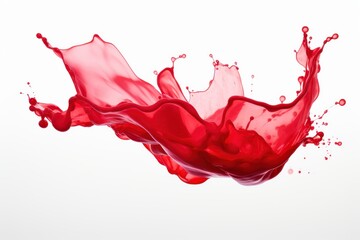 Dynamic red splash illustrating fluid motion against a white background