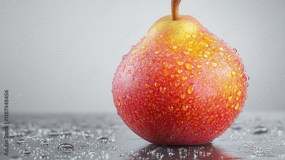 Poster pear close up stock image isolated on a white background pear