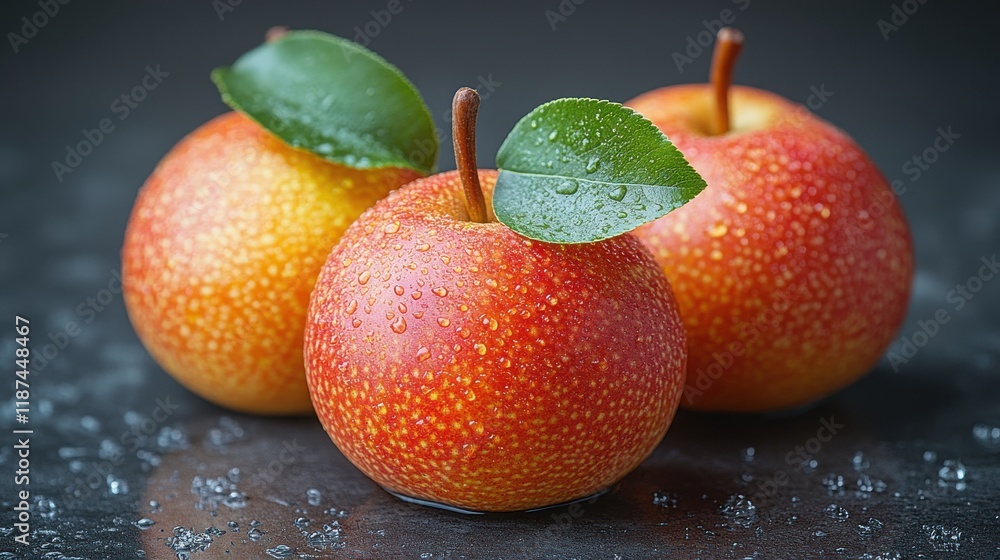 Poster pear close up stock image isolated on a white background pear