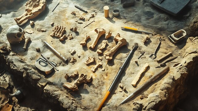 Detailed scene of carbon dating tools analyzing bone fragments ancient artifacts showcasing the meticulous methods of uncovering historical timelines