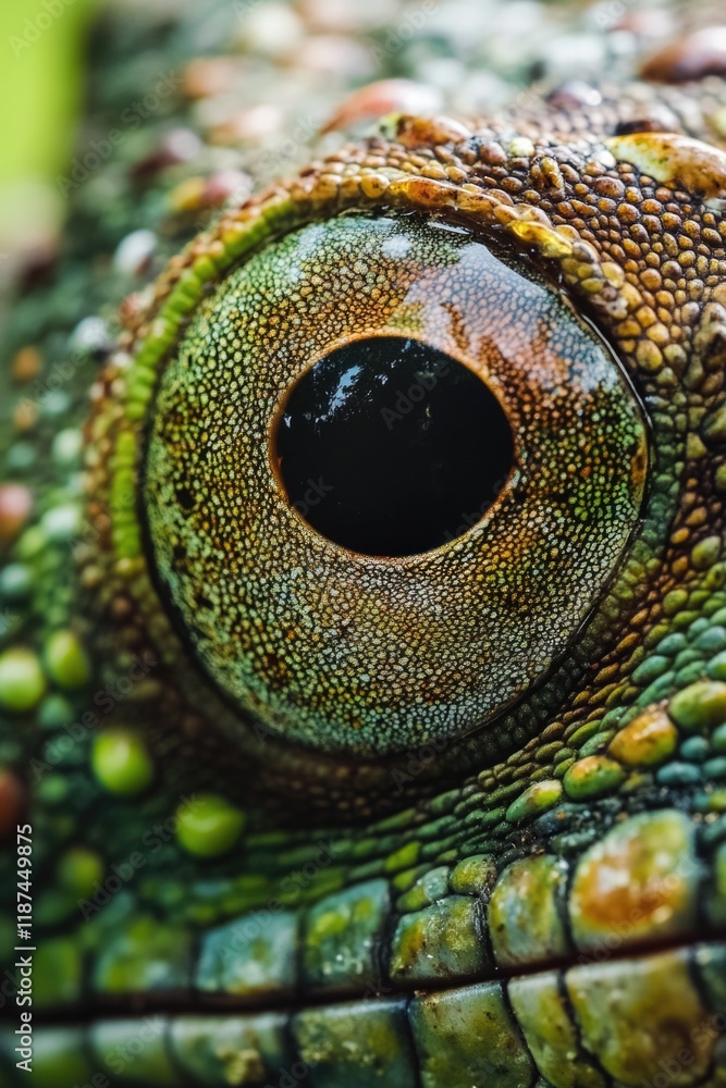 Poster A close-up view of a lizard's eye showing its unique features