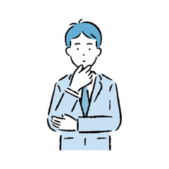 考え込むスーツを着た男性