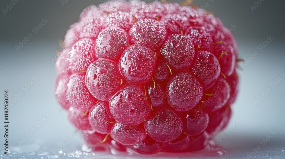 Poster portrait of a raspberry close up isolated on a white backgroun