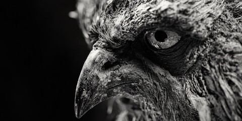 A close-up image of a bird in monochrome tones, suitable for use in editorial or commercial contexts