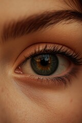 Obraz premium A detailed view of an individual's eye featuring long eyelashes