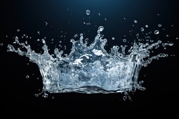 Water splash creates dynamic patterns against a dark background showcasing the beauty of fluid motion