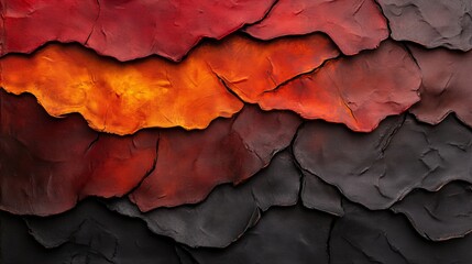Obraz premium Abstract art in shades of red, orange, and black. A textured, layered composition.