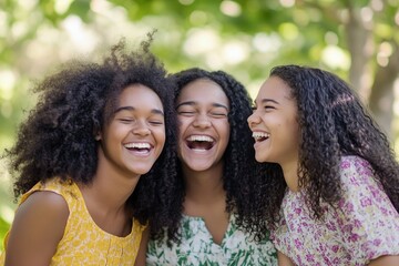 Obraz premium A group of smiling young women enjoying each other's company