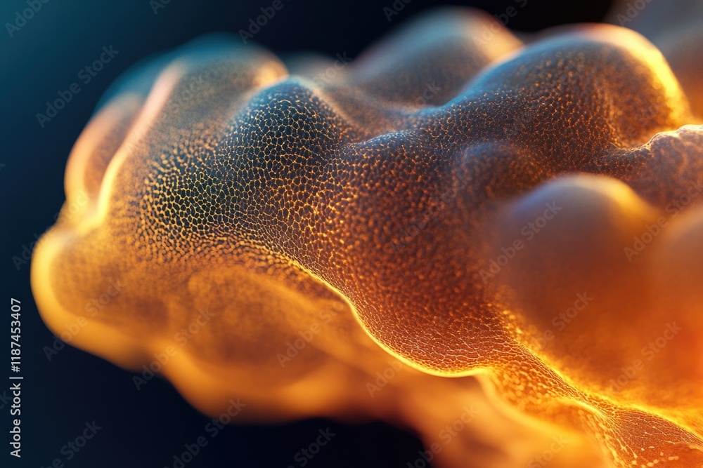 Poster a close-up view of a cloud with a yellow light or glow, useful for backgrounds and abstract images