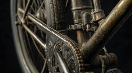Fototapeta premium A detailed shot of a bicycle's front wheel, great for showcasing gear or using as a design element