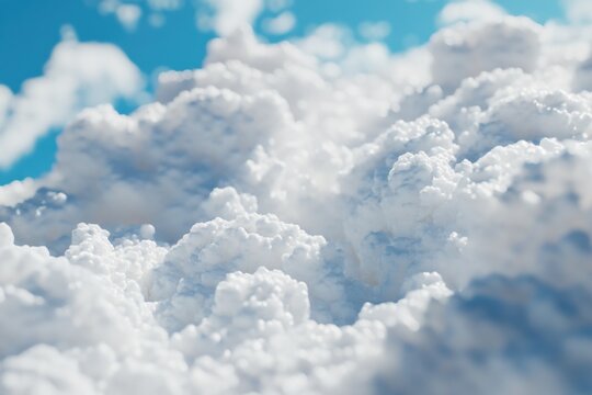 Close-up view of fluffy white clouds in the sky, ideal for use in weather or nature-themed projects