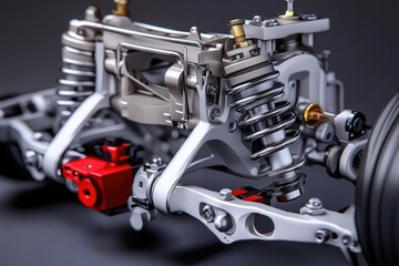 A detailed shot of a car's front suspension system, great for automotive and mechanical illustrations
