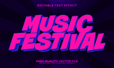Music text effect, editable text effect and party 3d font style bold shadow retro poster design