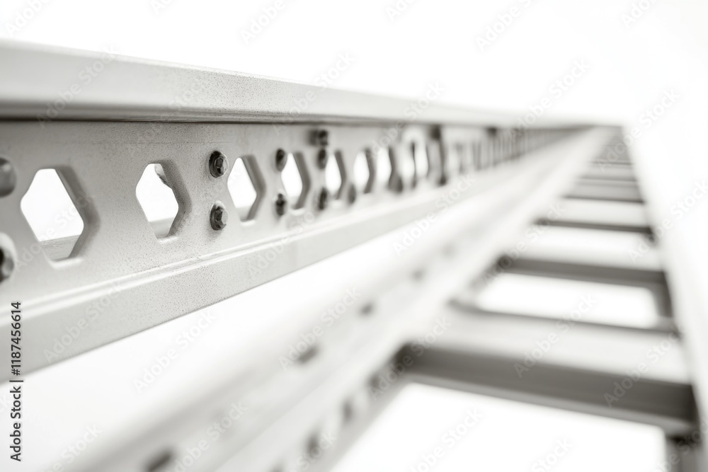 Poster close-up shot of a metal structure with multiple holes, suitable for industrial or technical use
