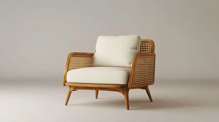 Modern Mid Century Wooden Chair with Isolated Background 3D Render