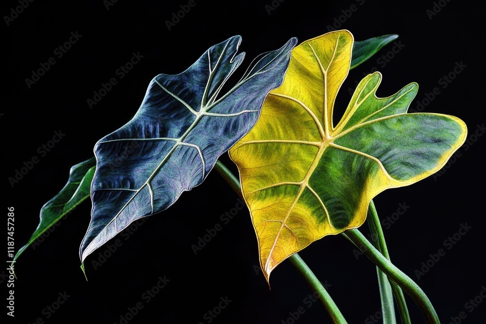 Aufkleber a close-up view of a plant against a dark background, ideal for use in illustrations or designs wher