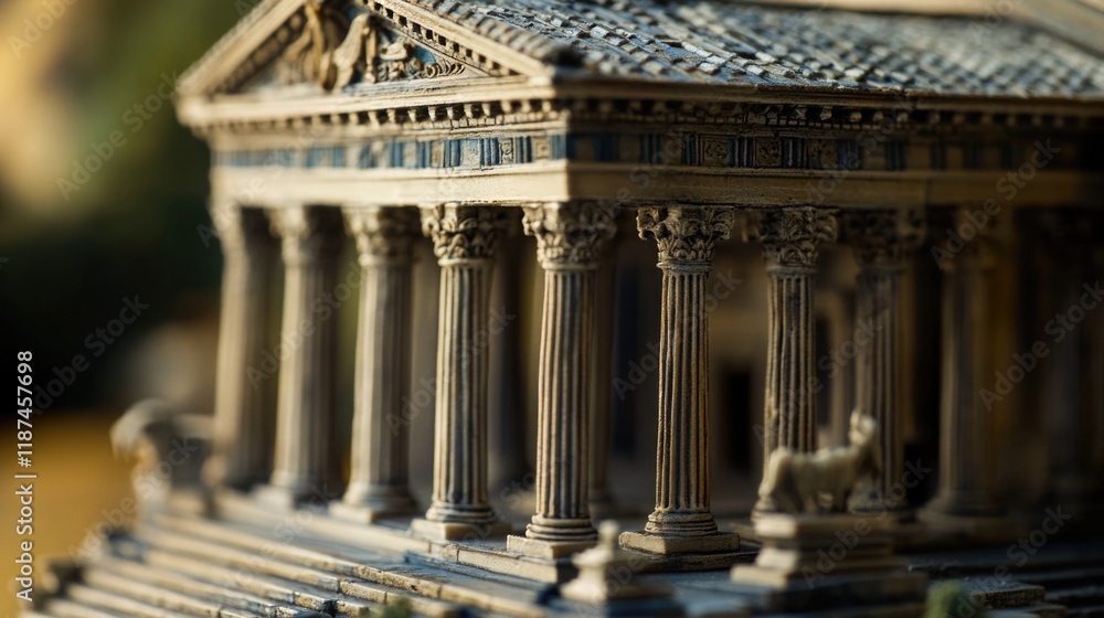 Poster A grand building with ornate columns and statues, suitable for architectural or artistic uses