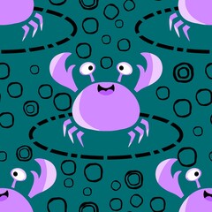 Ocean animals seamless crabs pattern for wrapping paper and fabrics and linens