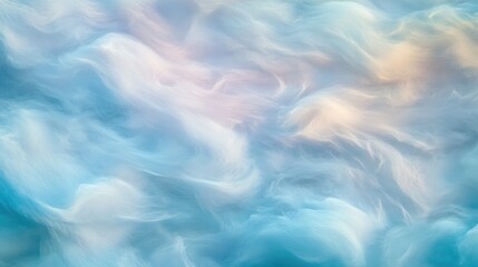 A close-up shot of a cloudy blue sky with white fluffy clouds