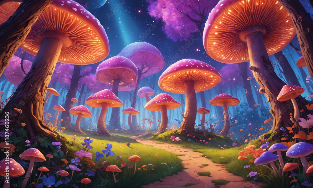 Wall mural mushrooms in the forest