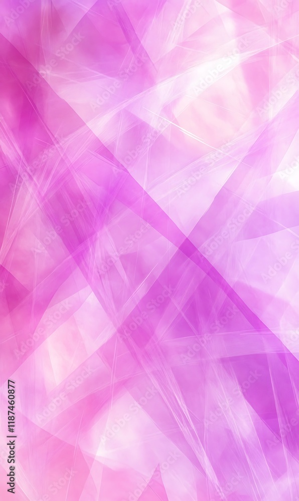 Poster soft pastel gradient of pinks and purples with layered diagonal lines and bold geometric shapes