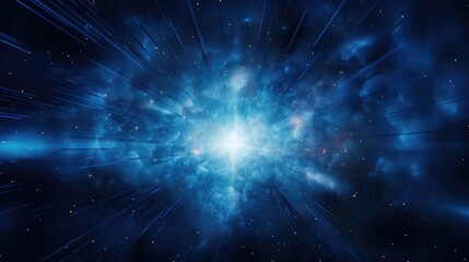 Fototapeta premium Abstract Sunlight Explosion on Blue and Black Background. Bright Energy Effect Design with Overlays
