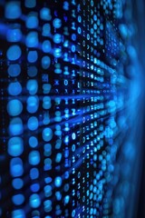 Obraz premium Abstract neon blue cyber binary flowing background