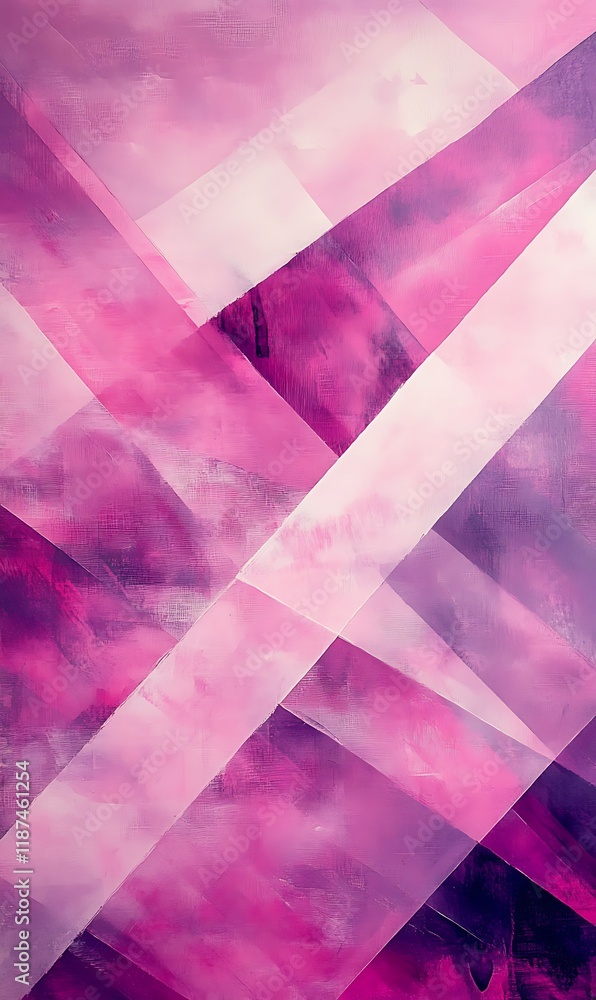 Poster gradient background of pink and purple hues with intersecting lines and abstract shapes in focus