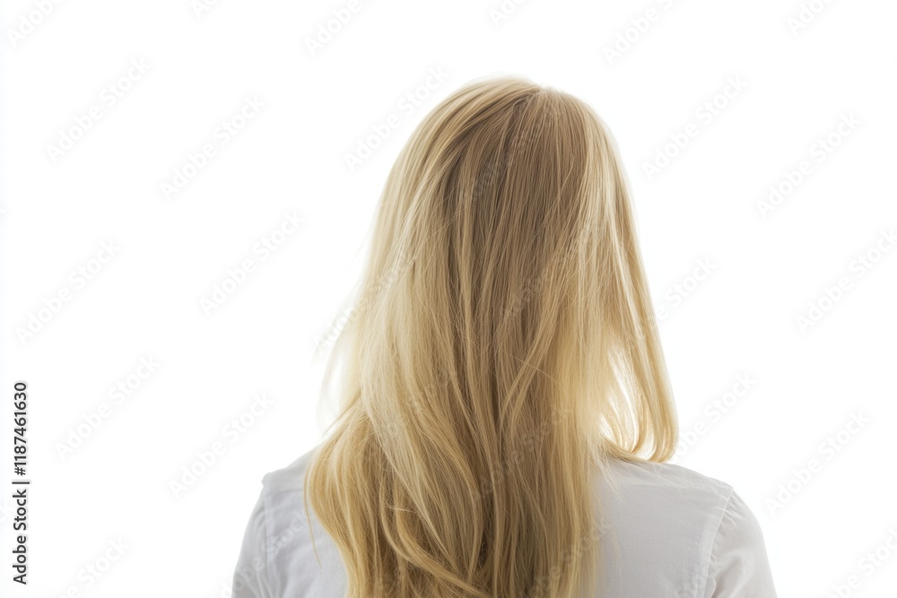 Wall mural A woman stands in front of a window, her long blonde hair falling down her back