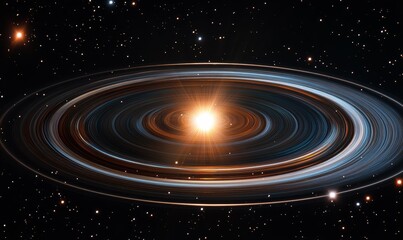 Obraz premium Celestial Rings Surround Bright Star In Deep Space