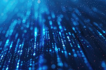 Fototapeta premium Abstract neon blue cyber binary flowing background