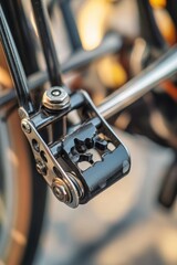 Obraz premium A detailed view of a bike's front brake, highlighting its components and mechanics