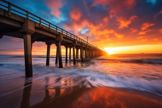 Beauty of Hermosa Beach Pier at Sunset: A Breathtaking Landscape of Ocean, Sky, and Water