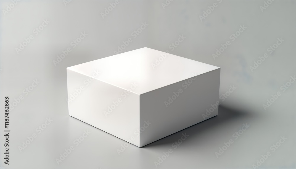 Aufkleber empty white box mockup on grey background. blank package design template. realistic 3d product prese