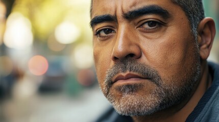 A close-up shot of a man's facial expression showing determination and focus