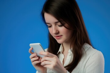 A person examining their smartphone, possibly texting or browsing