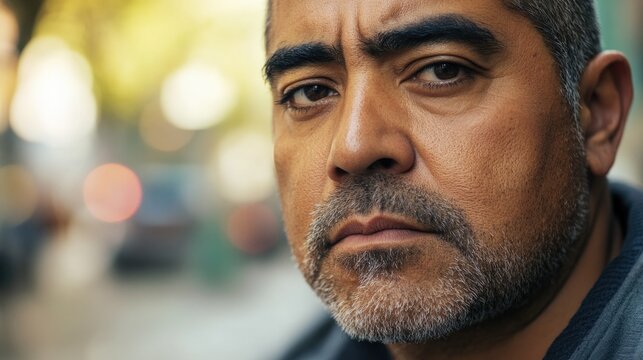 A close-up shot of a man's facial expression showing determination and focus