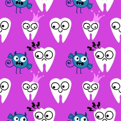 Medicine seamless teeth pattern for doctors accessories and drugstore packaging 