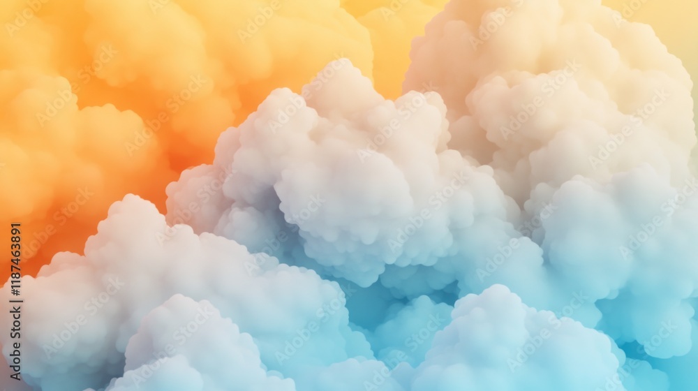 Poster a group of clouds drifting through the sky, with varying shapes and sizes