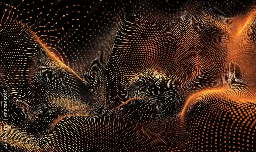 Poster abstract dot point connect with gradient line and aesthetic intricate wave line design , internation