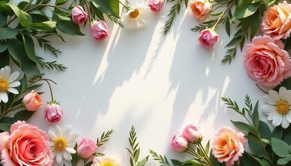 Garden show ticket with floral pattern, light clean mockup