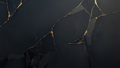 Soft, black and gold, luxurious, elegant, dark marble texture with gold veins and cracks, polished stone backgroung, fluid surface