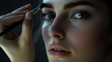 Obraz premium A close-up shot of a woman holding a brush, possibly painting or creating art