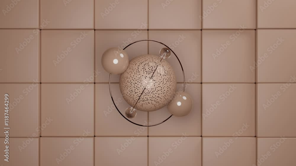 Aufkleber seamless 3d animation of mocha mousse color spheres in minimalistic monochrome loop for creative mod