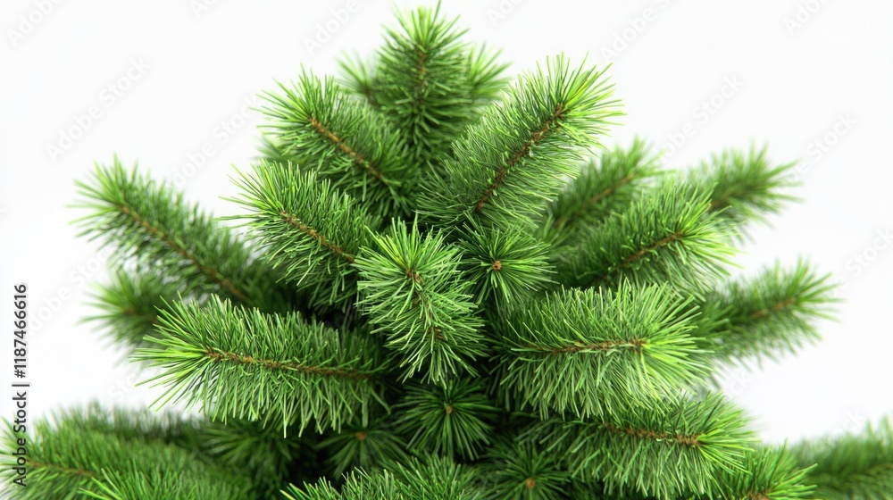 Poster A detailed view of a pine tree trunk and branches against a white background