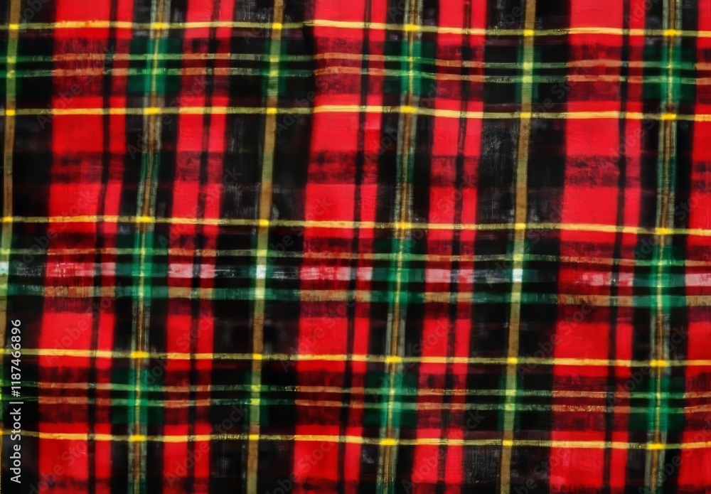Poster close-up of a red, checkered textile background with a textured surface and available copy space