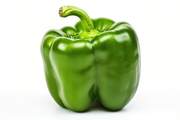 Closeup of Fresh Green Bell Peppers Isolated on a White Background - Perfect for Vegetarian Recipes