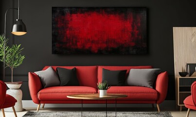 Abstract Red and Black Textured Canvas
